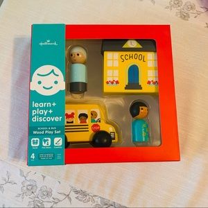 NIB Hallmark Wooden School and Bus Playset